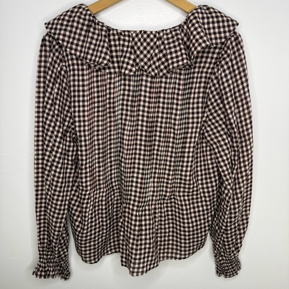 DOEN Hardy Ruffle Long Sleeve Top in Delphine Plaid - Picture 6 of 6